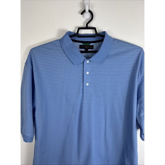 Tommy Hilfiger Golf Men's XXXL Short Sleeve Polo Shirt Pique Knit Blue Stripe - Picture 7 of 14